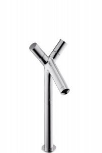 Смеситель для раковины двухвентильный с донным клапаном высокий Hansgrohe Axor Starck хром 10050000