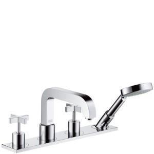 Смеситель двухвентильный на борт ванны с душем Hansgrohe коллекция Axor Citterio хром 39443000