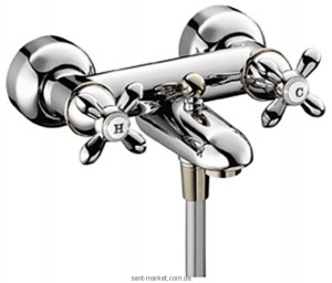 Смеситель двухвентильный для ванны с коротким изливом Hansgrohe коллекция Axor Carlton хром 17430000