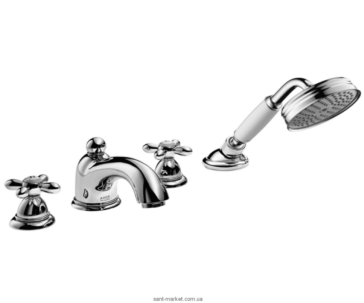 Смеситель двухвентильный на борт ванны с душем Hansgrohe коллекция Axor Carlton хром 17444000