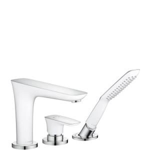 Смеситель однорычажный на борт ванны с душем Hansgrohe коллекция PuraVida белый 15432000