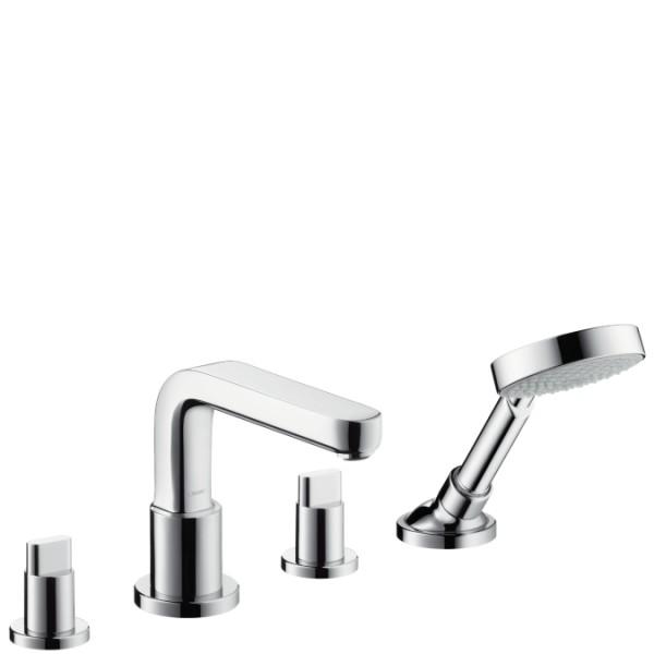 Смеситель двухвентильный на борт ванны с душем Hansgrohe коллекция Axor Metris S хром 31446000