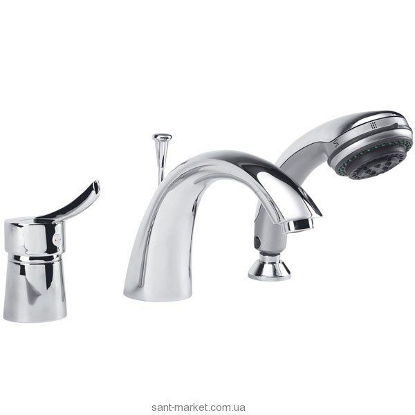 Змішувач одинважільний на борт ванни з душем Ferro колекція Werona хром BTW11A