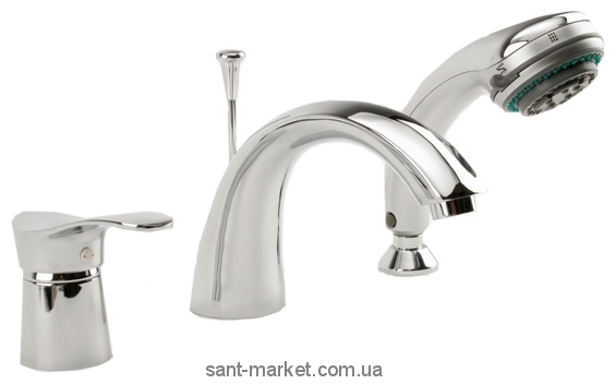 Змішувач одинважільний на борт ванни з душем Ferro колекція Milano хром BRM11A