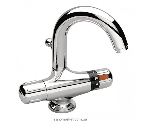 Змішувач для раковини з термостатом двухвентильний з донним клапаном Ferro хром TA2