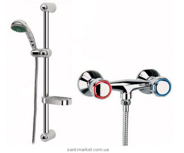 Смеситель для душа настенный двухвентильный Ferro коллекция Standard с душевым набором хром BST77A