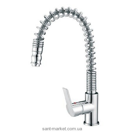 Смеситель для кухни с выдвижной лейкой Ferro Spring однорычажный на гибкой пружине BZP8/A