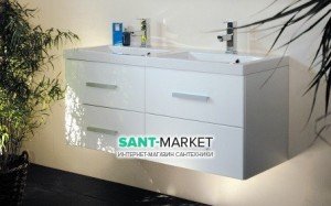 Тумба под раковину Gorenje Quadra F 120.65 подвесная под 2 раковины 120х45х50 белый глянец 791473