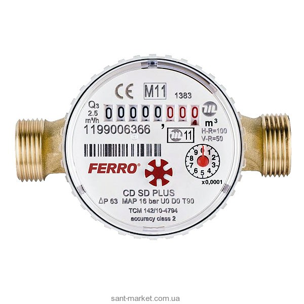 Ferro Счетчик воды для горячей воды CDSD15AFPLUS