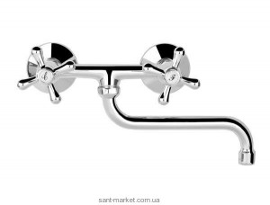 Смеситель для кухни Mofem Treff двухвентильный настенный ретростиль 142-0010-30