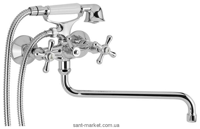 Смеситель двухвентильный с длинным изливом и душем Mofem коллекция Treff хром 145-0021-02