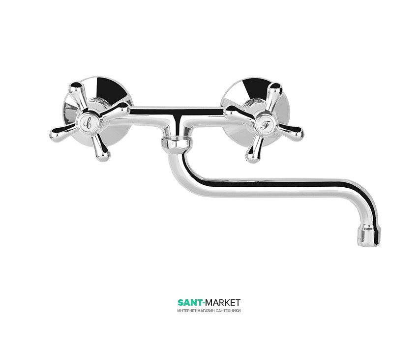 Смеситель для кухни Mofem Treff двухвентильный настенный ретростиль 142-0010-01