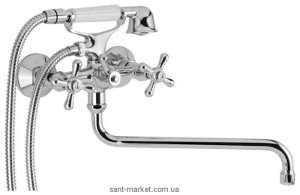 Смеситель двухвентильный с длинным изливом и душем Mofem коллекция Treff хром 145-0021-02