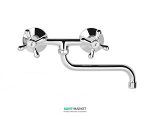 Смеситель для кухни Mofem Treff двухвентильный настенный ретростиль 142-0010-01