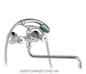 Смеситель двухвентильный с длинным изливом и душем Mofem коллекция Evrosztar хром 145-0002-07