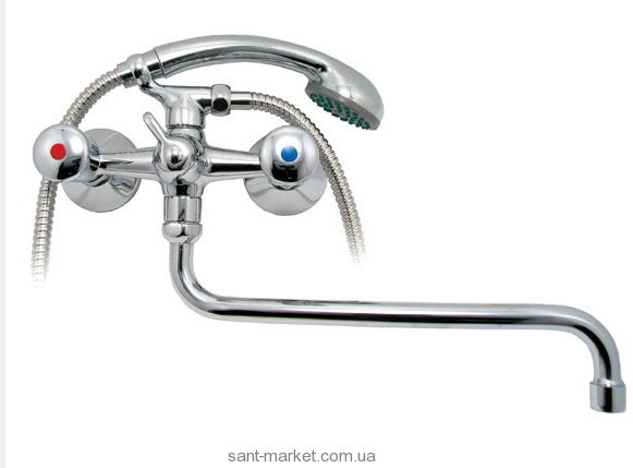 Змішувач двохвентильний з довгим виливом та душем Mofem колекція Nova хром 145-0070-33