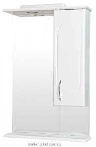 Аквародос Зеркало Оптима R 55см  белое с боковым шкафчиком и подсветкой 007906