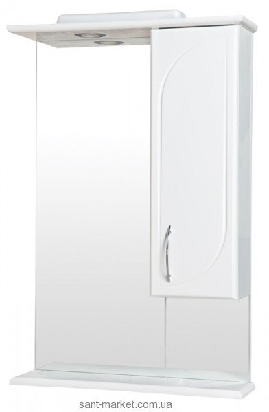 Аквародос Дзеркало Оптіма R 55см біле з боковим шафкою і підсвічуванням 007906