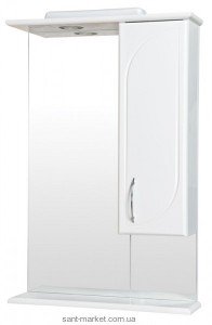 Аквародос Дзеркало Оптіма R 55см біле з боковим шафкою і підсвічуванням 007906