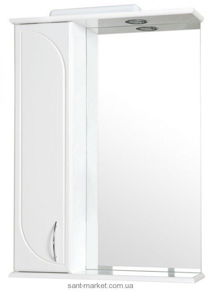 Аквародос Дзеркало Оптіма L 60см біле з боковим шафкою і підсвічуванням 007905