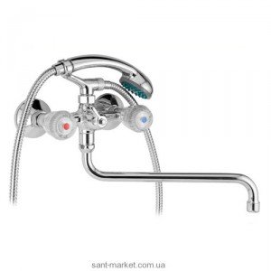 Смеситель двухвентильный с длинным изливом и душем Mofem коллекция Iris хром 145-0006-14