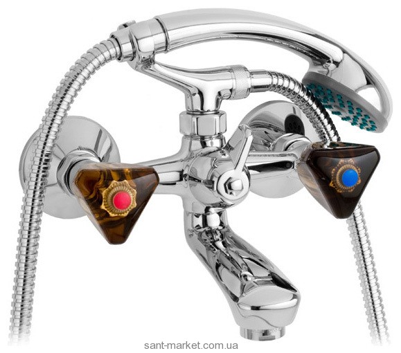 Змішувач двохвентильний для ванни з душем Mofem колекція Stella хром 141-0055-44