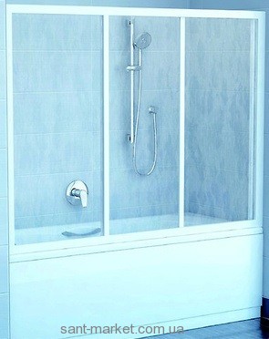 Ravak Штора д/ванны AVDP 3-120 Грейп  профиль белый  стекло 40VG0102ZG