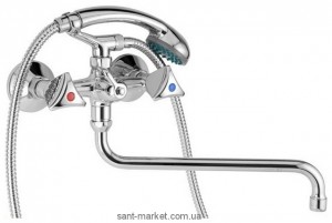 Змішувач двохвентильний з довгим виливом та душем Mofem колекція Metal plus хром 145-0001-15