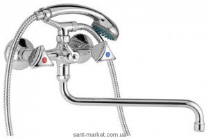 Смеситель двухвентильный с длинным изливом и душем Mofem коллекция Metal plus хром 145-0001-15
