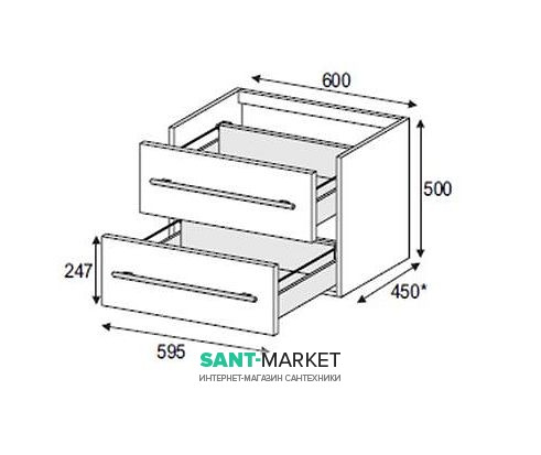 Тумба под раковину Gorenje Avon F60.71 подвесная 60х45х50 светлый орех 792300