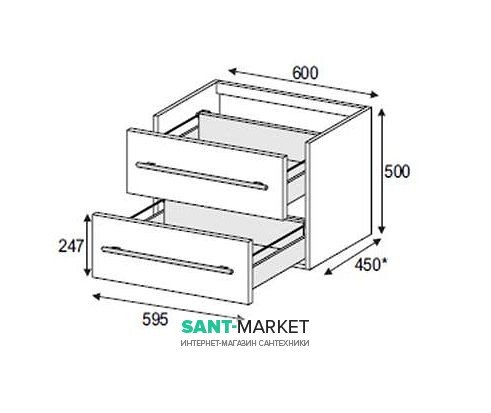 Тумба под раковину Gorenje Avon F60.71 подвесная 60х45х50 светлый орех 792300