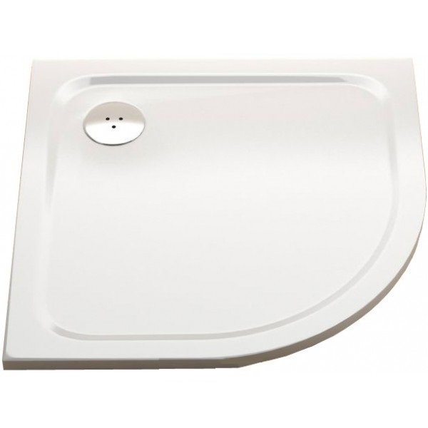 Душевой поддон литой мрамор четверть круга Ravak Elipso Pro Chrome 80х80х3 белый XA244401010