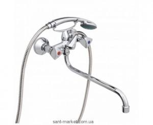 Смеситель двухвентильный с длинным изливом и душем Rubineta коллекция Rubin хром C1SK04