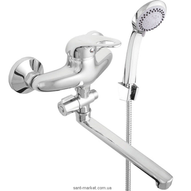 Смеситель однорычажный с длинным изливом и душем Rubineta коллекция Prince хром P2CK01