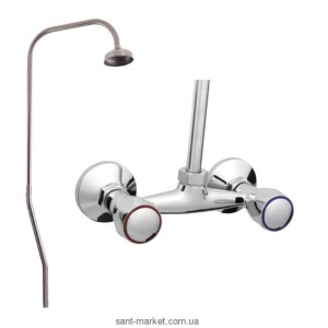 Змішувач для душу настінний двухвентильний Rubineta колекція Rubin з душовим набором хром R50062