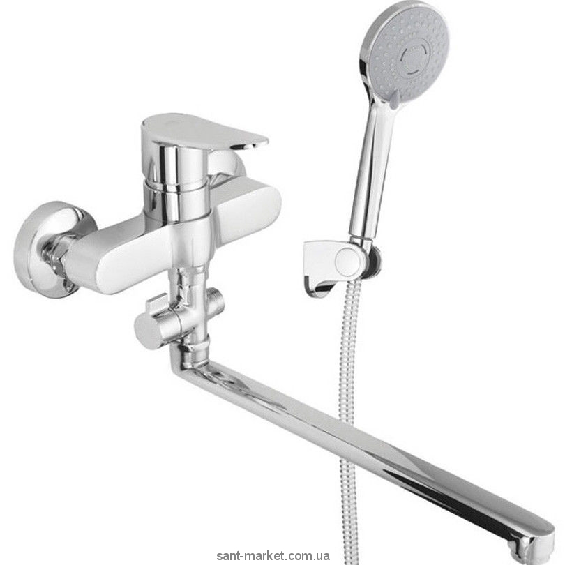 Смеситель однорычажный с длинным изливом и душем Rubineta коллекция Static хром A2CA08