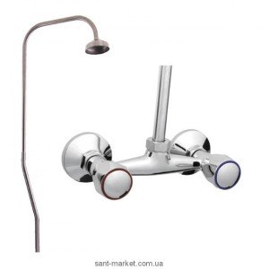 Смеситель для душа настенный двухвентильный Rubineta коллекция Rubin с душевым набором хром R50062