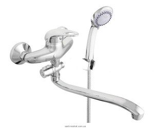 Смеситель однорычажный с длинным изливом и душем Rubineta коллекция Prince хром P2GK01