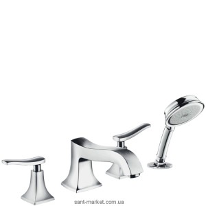 Змішувач двохвентильний на борт ванни з душем Hansgrohe колекція Metris Classic хром 31314000