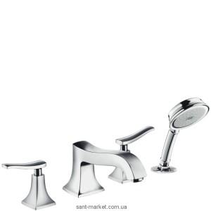 Смеситель двухвентильный на борт ванны с душем Hansgrohe коллекция Metris Classic хром 31314000