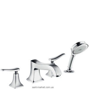 Смеситель двухвентильный на борт ванны с душем Hansgrohe коллекция Metris Classic хром 31314000