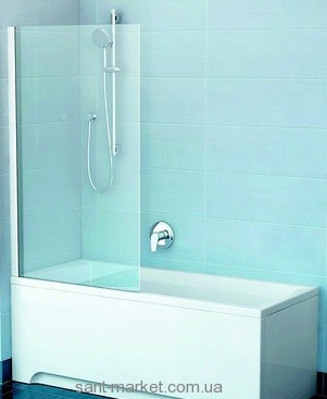 Ravak Штора д/ванны PVS 1-80 Транспарент  профиль белый  стекло 79840100Z1
