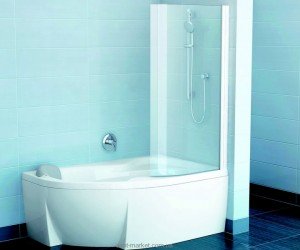 Ravak Штора д/ванны EVSK 1-85 РОСА 150/160 R Транспарент  стекло 76P60100Y1