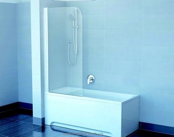 Ravak Штора д / ванни EVS 1-75 R Транспарент профіль білий скло 75P30100Z1