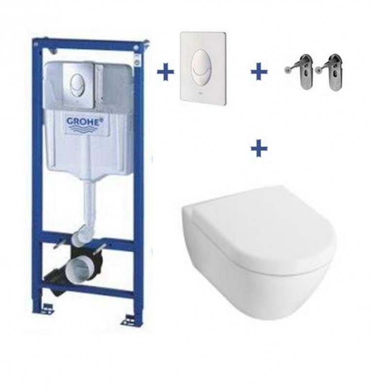 Унитаз подвесной Villeroy&Boch Subway 2.0 56001001+9M68S101 + Комплект 3 в 1 Grohe Rapid SL 38750001