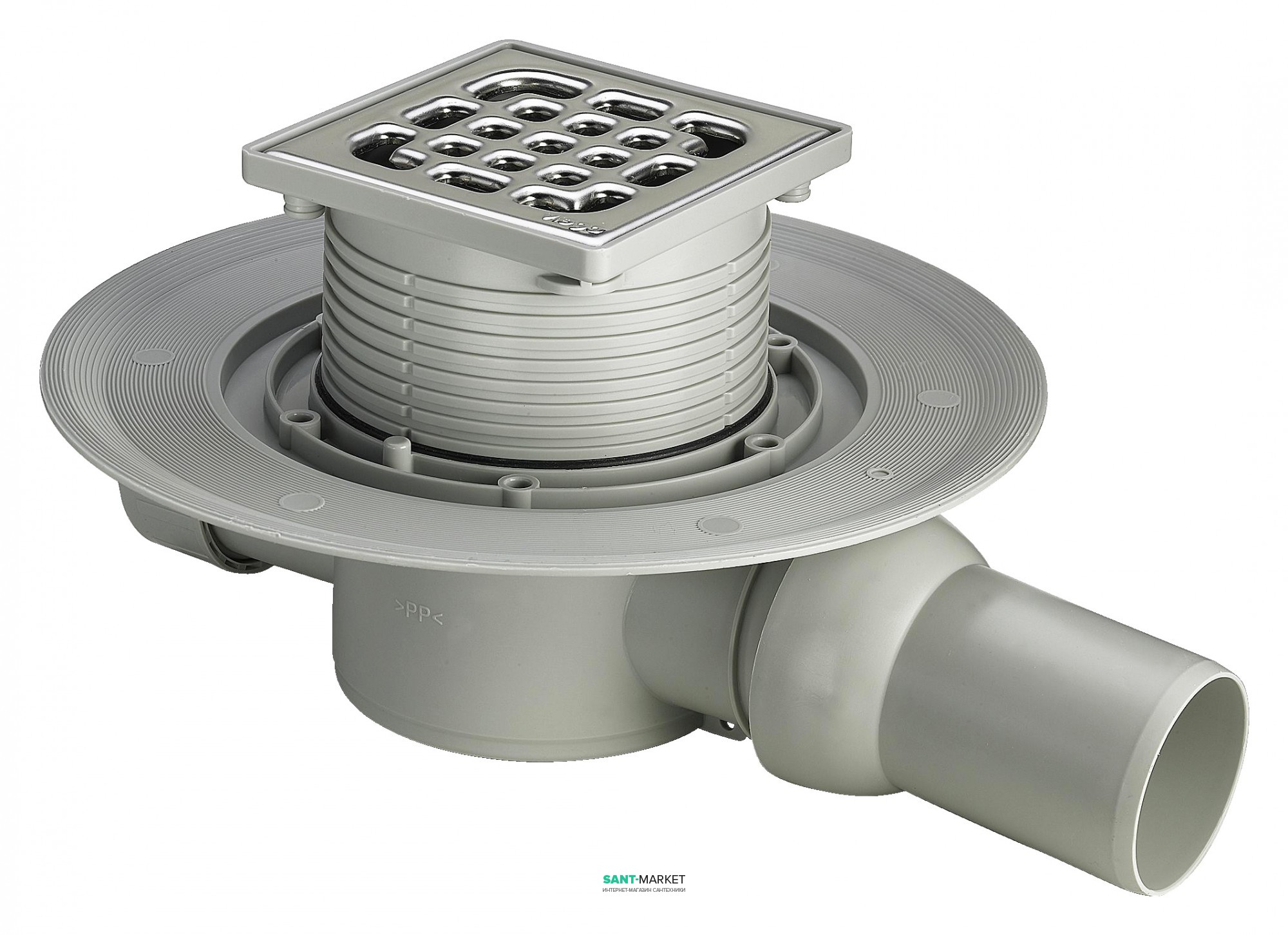 Сливной трап для душа Viega Advantix мокрый затвор боковой выпуск 100x100 557119