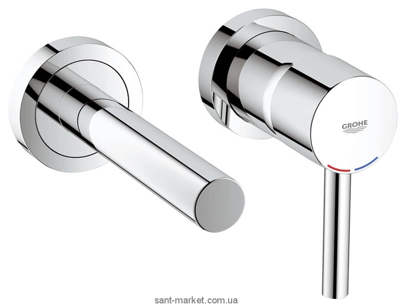 Смеситель для раковины однорычажный настенный скрытый Grohe коллекция Essence хром 19408000