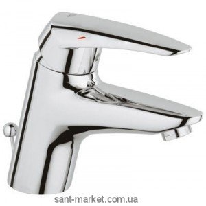 Смеситель для раковины однорычажный с донным клапаном Grohe коллекция Eurodisc хром 3318300E