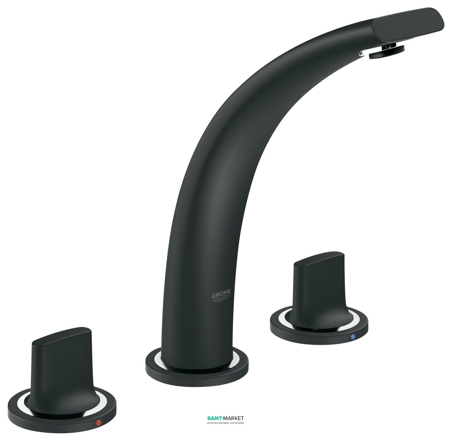 Змішувач для раковини двухвентильний з донним клапаном прихований Grohe Ondus чорний 20178KS0