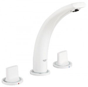Смеситель для раковины двухвентильный с донным клапаном скрытый Grohe коллекция Ondus белый 20178LS0